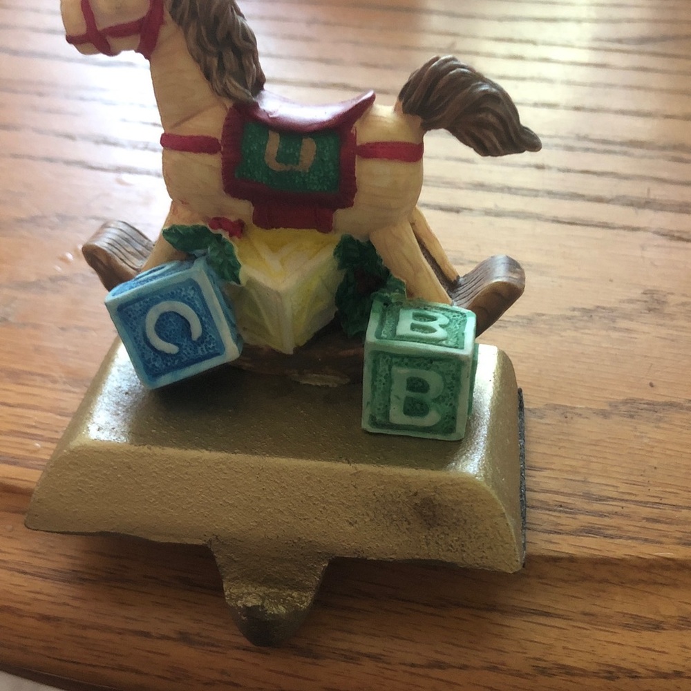 Kids Decorative Rocking Horse Toy with Blue and Green Blocks